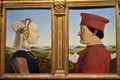 Dipinto raffigurante il volto di una donna e di un uomo della nobiltÃÂ  di Firenze, nel museo degli Uffizi Royalty Free Stock Photo